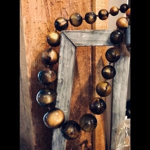 Beaded tigers eye necklace with toggle closure